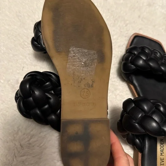 STEVE MADDEN Womens Size 7.5 Black Braided Square Toe Double Straps Casual Chic‎ - Picture 6 of 11